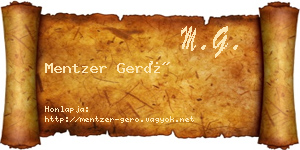 Mentzer Gerő névjegykártya